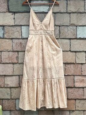 Simple Cream Broderie Anglaise Maxi Sundress